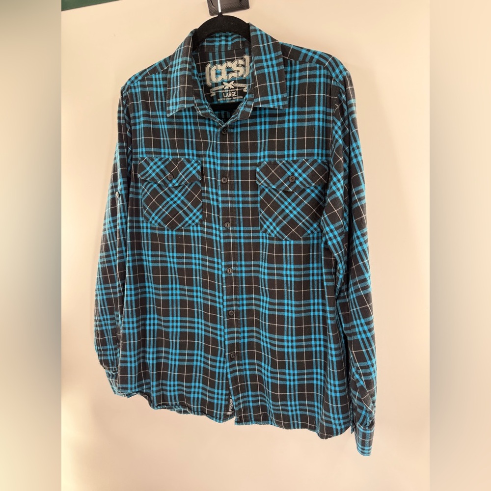 EUC CCS Blue and Black Plaid Shirt - Picture 3 of 7